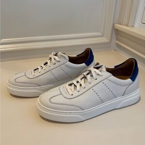 Magnanni White and Blue Leather Sneakers